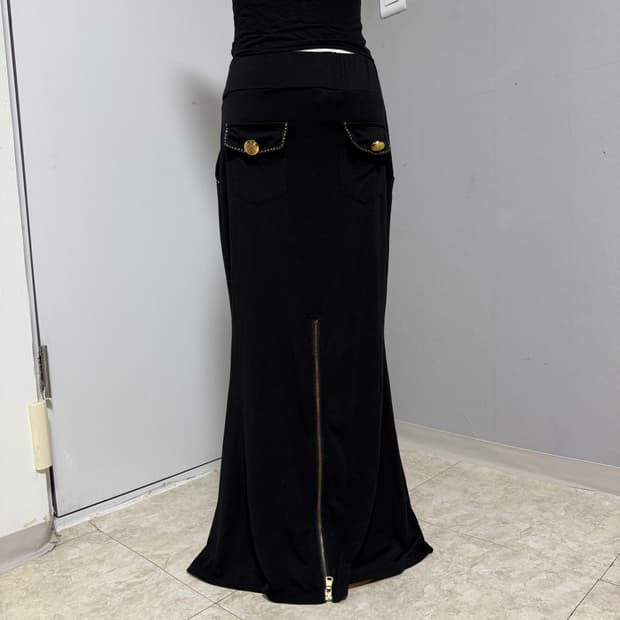 G.O.A st 갸루 펑크 지퍼 금장 롱 스커트