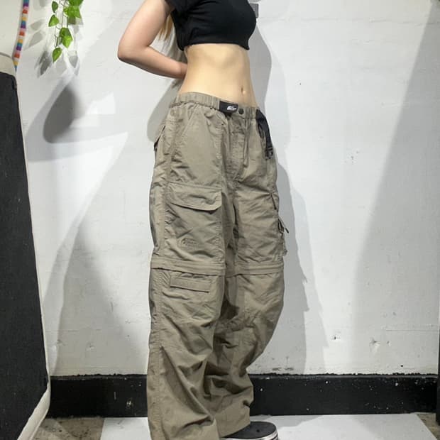노스페이스 베이지 무릎 절개 포인트 카고 트랙 팬츠 M
