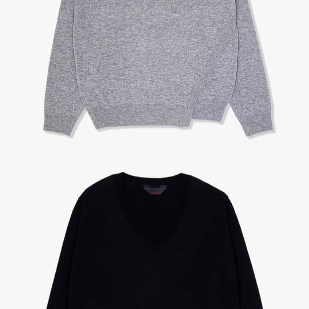 CAMELLIA V NECK - BLACK & GRAY (2개)