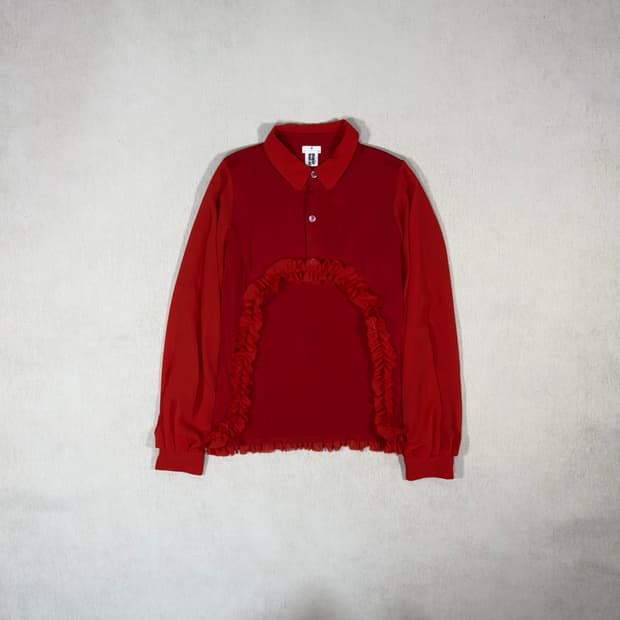 Tulle Ruffle Red Short Cardigan