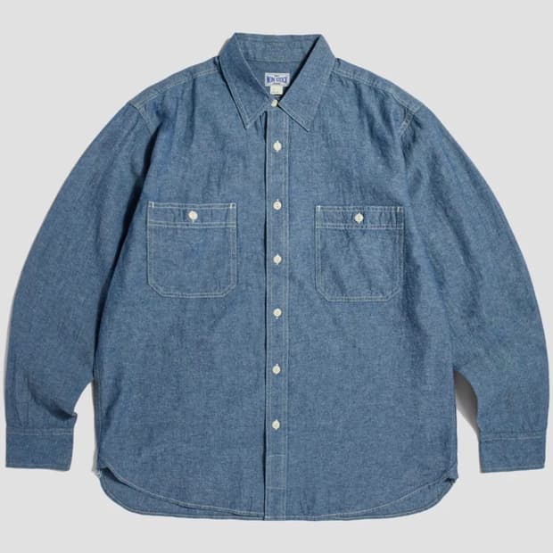 브론슨 블루 샴브레이 워크셔츠 사이즈 L 새상품 