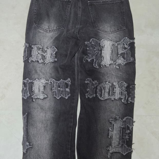 스모크라이즈 패치워크 흑청 데님