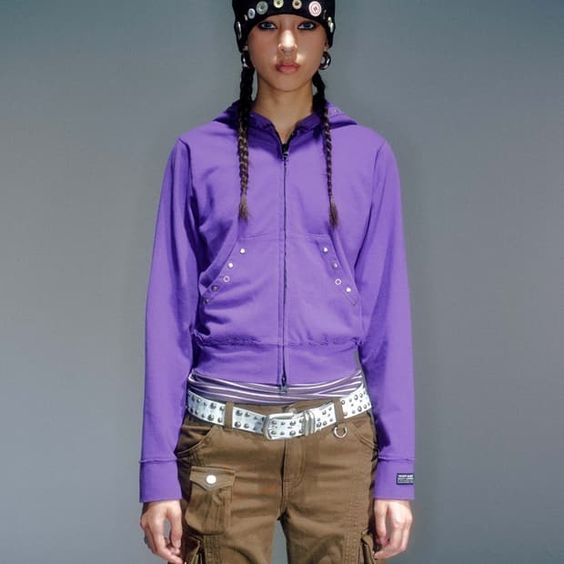 베이컨트아카이브 스터드 후드 집업 s