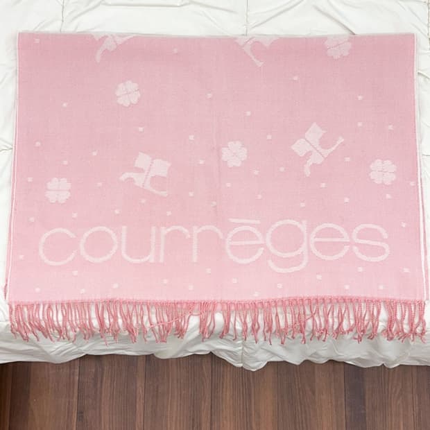 [새상품] courreges / 꾸레쥬 핑크 빅로고 머플러