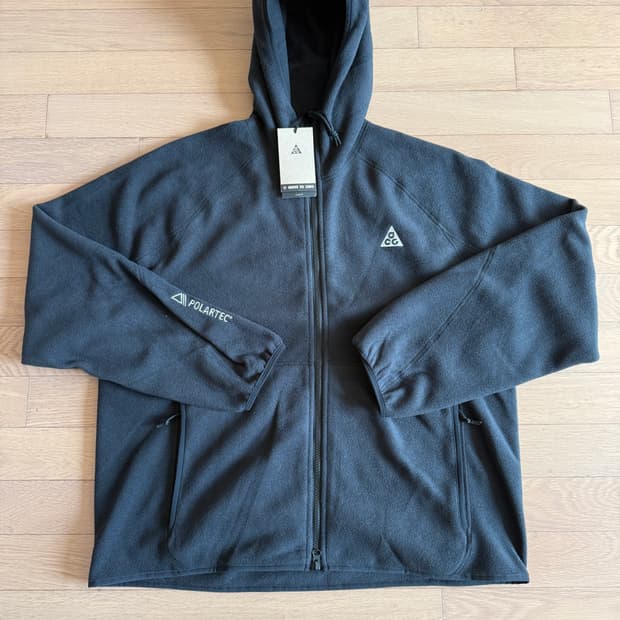 [L] 나이키 acg 울프 트리 플리스 후드 집업 블랙