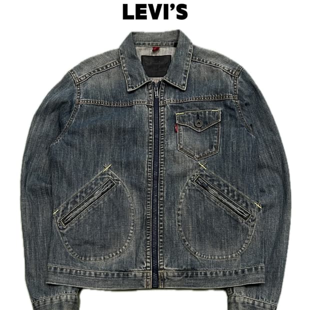 (95) 리바이스 워시드 데님 집업 트러커 자켓