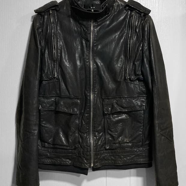 패널 레더 자켓