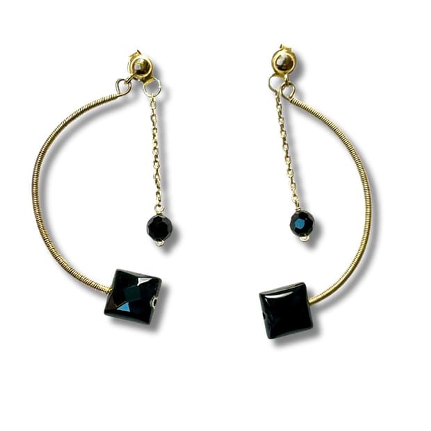 Black & Gold Drop Earrings