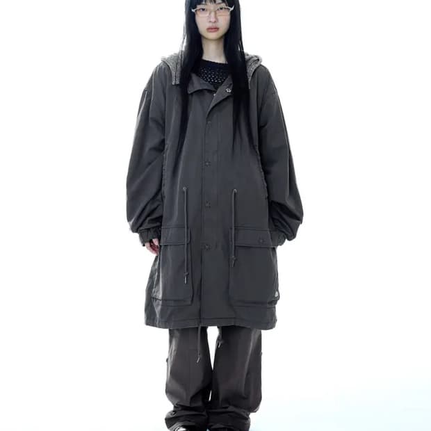 코이세이오 워시드 밀리터리 자켓 머드 차콜