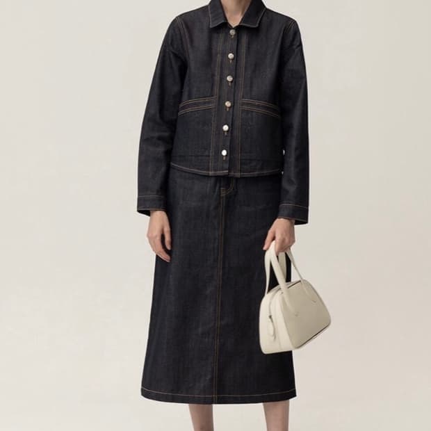 킨더살몬 셀비지 데님 셋업(자켓, 스커트)