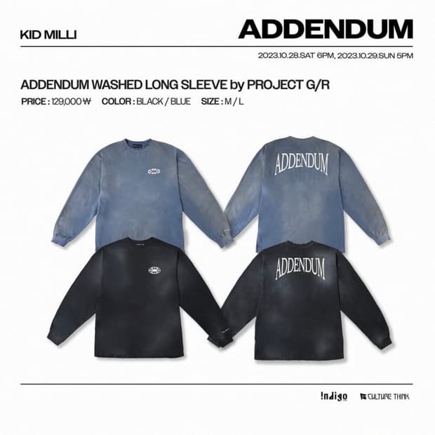ADDENDUM WASHED LONG SLEEVE L (Blue)