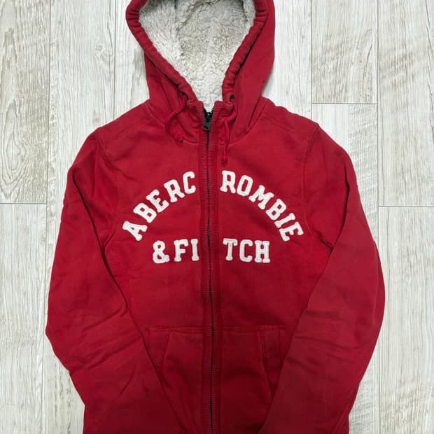 아베크롬비 양털 후드집업 레드 L