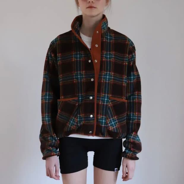 [새상품] 픈드픈드FNDFND 체크 플리스 자켓 브라운 후리스