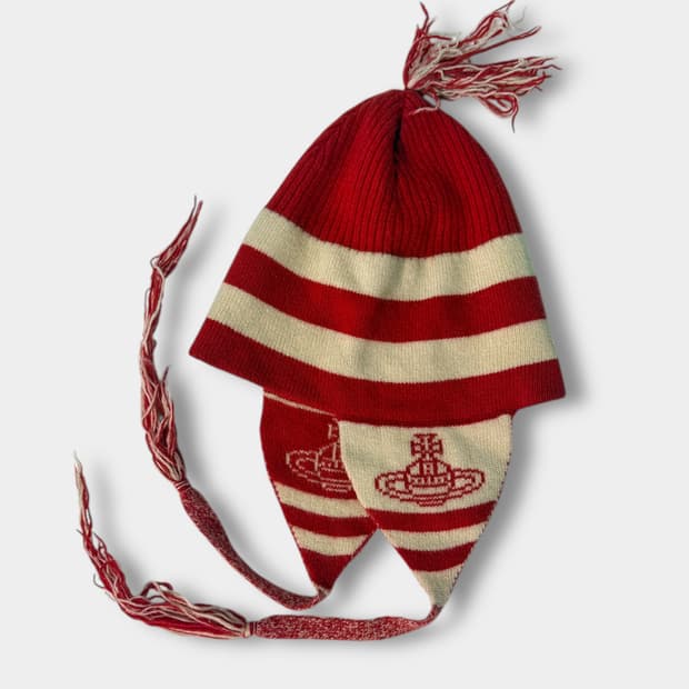 비비안 웨스트우드 00‘s 배색 스트라이프 이어플랩 비니