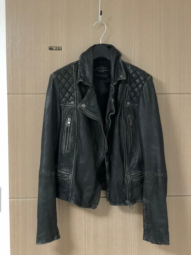 올세인츠 빈티지 워싱 바이커 레더자켓 36