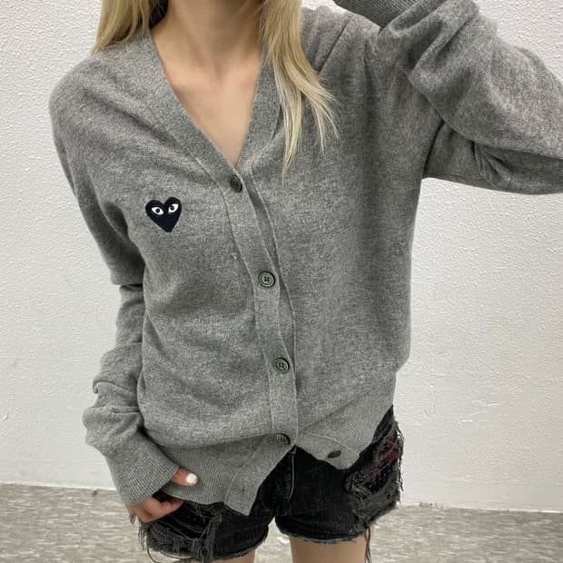 꼼데가르송 블랙와펜 그레이 가디건 M