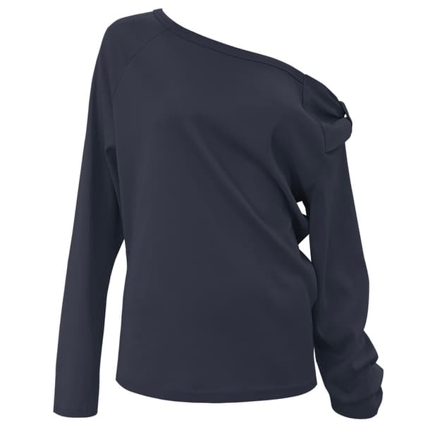 체메씨 BOW ONE-SHOULDER LONG SLEEVE (NAVY)