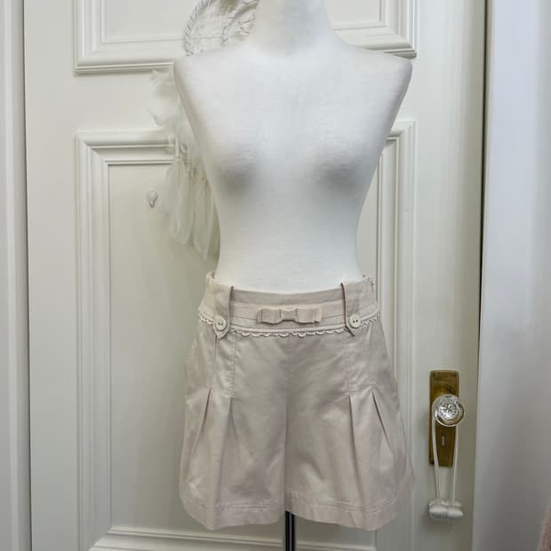 sheer pink bow point lovely mini pants