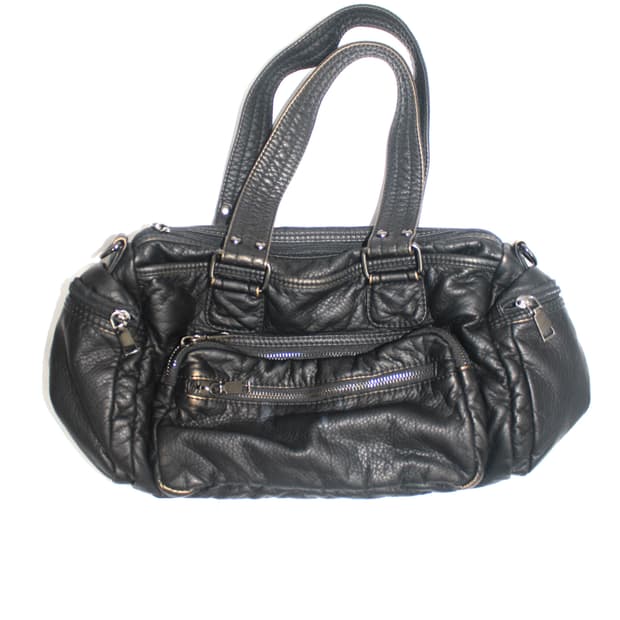 Gold washing leather skin-black bag
