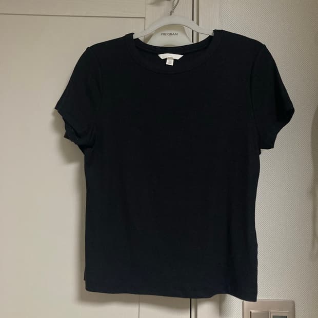H&M 리브드 모달 블렌드 티셔츠 블랙 XL