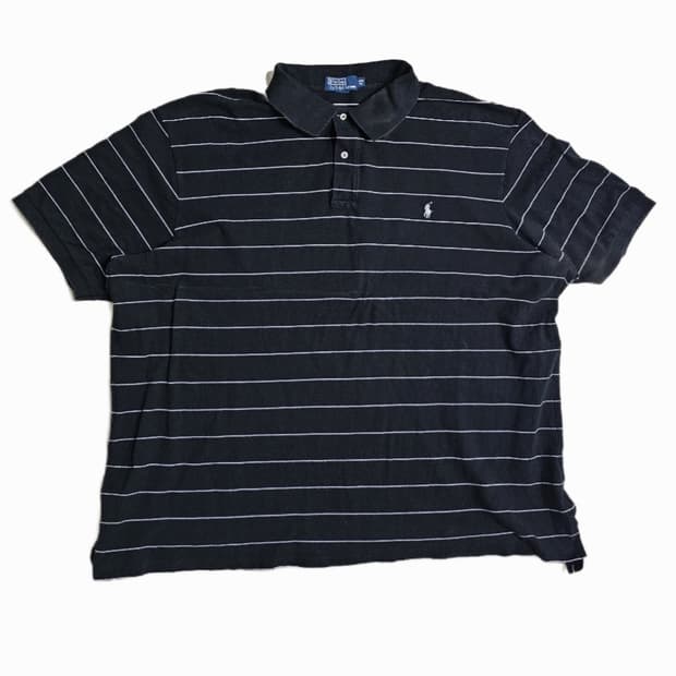 폴로 랄프로렌 스트라이프 카라티 블랙 4XB