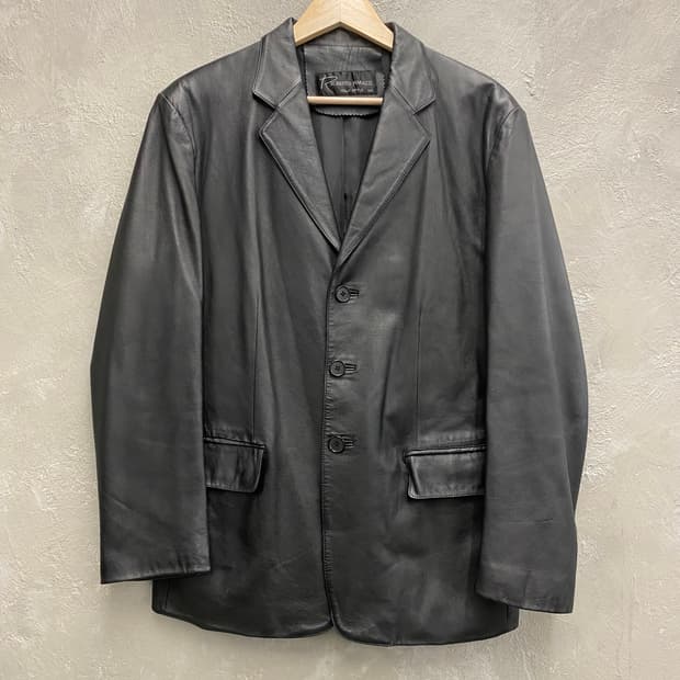 [L] 90-00s Vtg 블랙 쉽스킨 레더 블레이저
