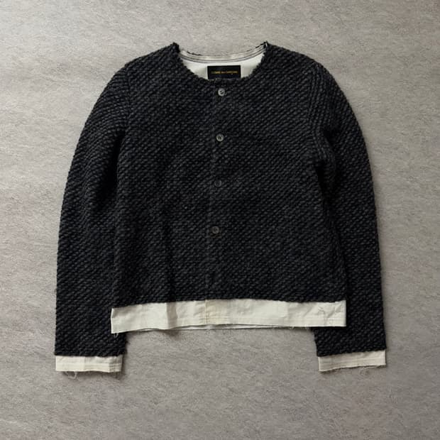 꼼데가르송 레어이드 울 니트 가디건