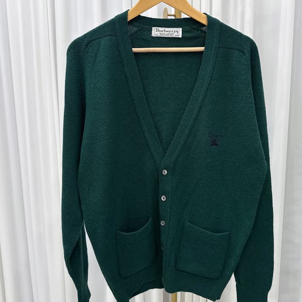 버버리 딥그린 아카이브 로고 가디건