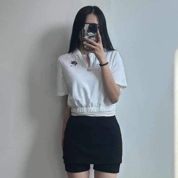 나이키 화이트 반집업 반팔 카라 티셔츠