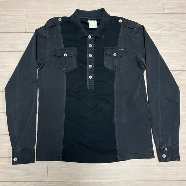 D&G 돌체앤가바나 블랙 배색 포켓 디테일 카라 롱슬리브 / L