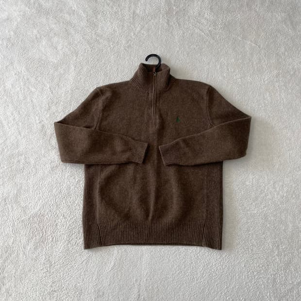 L 폴로 여성 반집업 니트 브라운