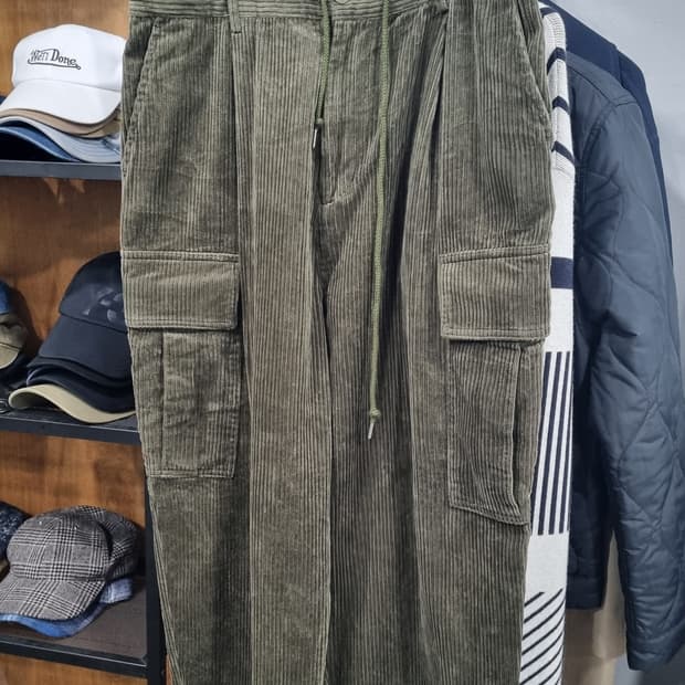 빔즈 제팬 남성용 골덴 카고 배기 와이드 턱 밴딩바지 32~33적당