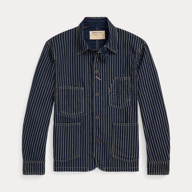 RRL 인디고 도트 스트라이프 트윌 엔지니어 코트 M