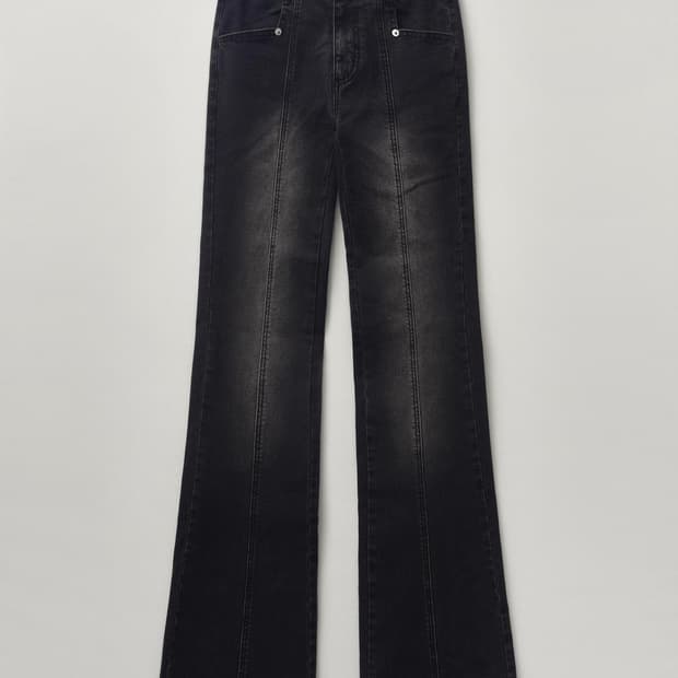 헬레네파리스 워시드 부츠컷 데님 팬츠 그레이