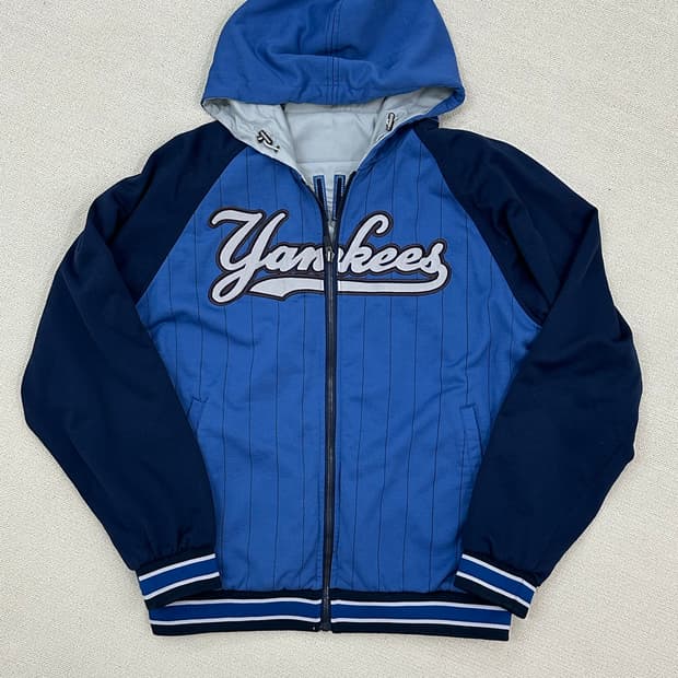 MLB 뉴욕 양키스 양면 후드 자켓 블루/그레이