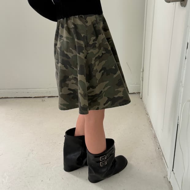 일본빈티지 우드랜드 카모 미디스커트