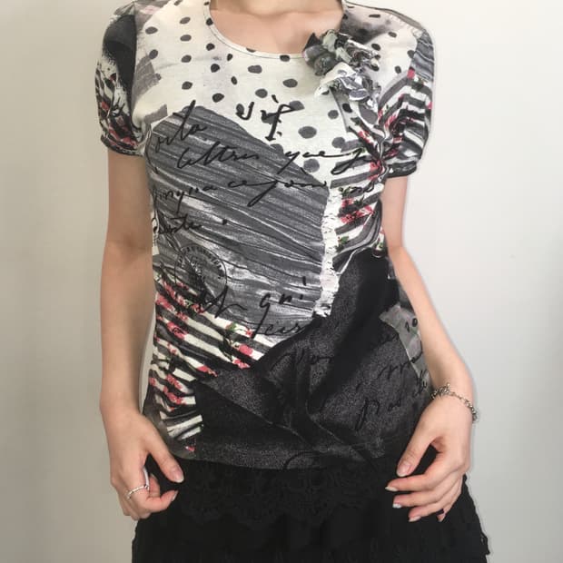 jpn vintage dot unique puff t shirt