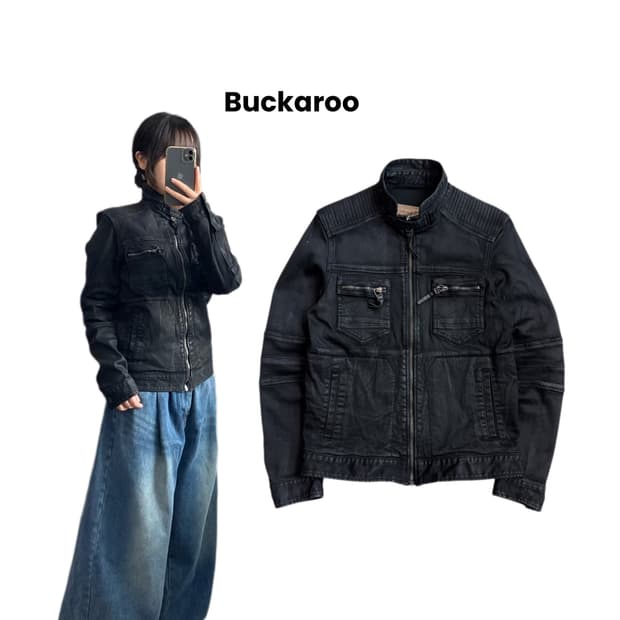 버커루 Y2K 딱붙 코튼 바이커 자켓