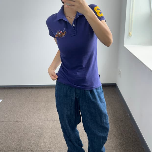 Polo 폴로 멀티 빅포니 퍼플 카라 반팔티