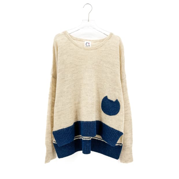 츠모리치사토 고양이 포켓 니트 