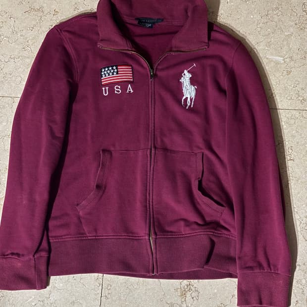 폴로 랄프로렌 빈티지 빅포니 usa 성조기 자주색 집업