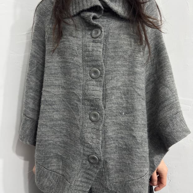 knit button cape