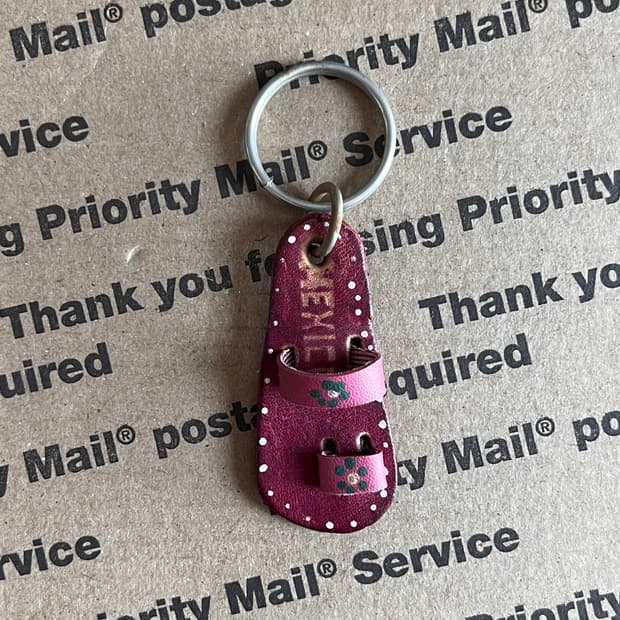 90s Vintage Leather Sandal Keyring