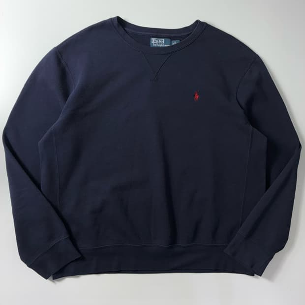 Polo  폴로 랄프로렌 자수 코튼 네이비 라운드 맨투맨 