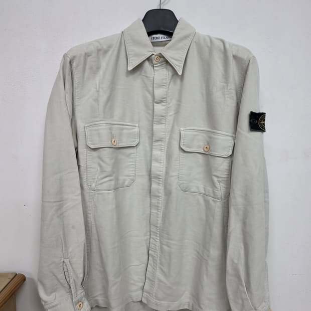 98AW 스톤 아일랜드 그린 엣지 코튼 오버셔츠