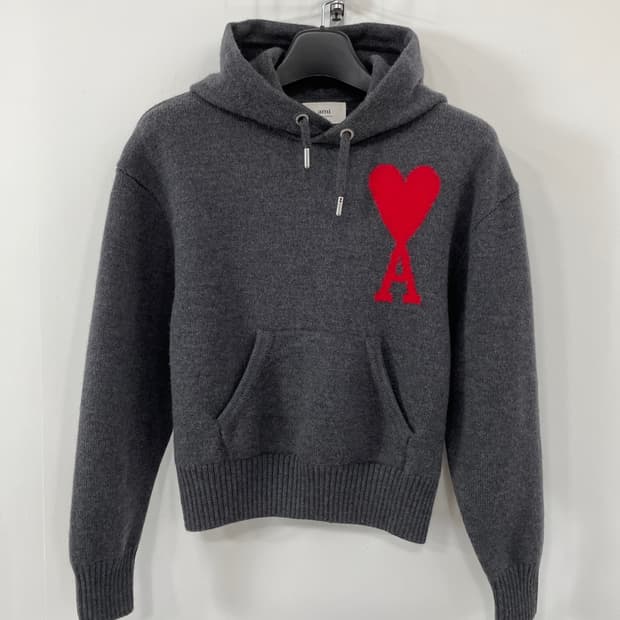 아미 빅 하트 로고 울 후디