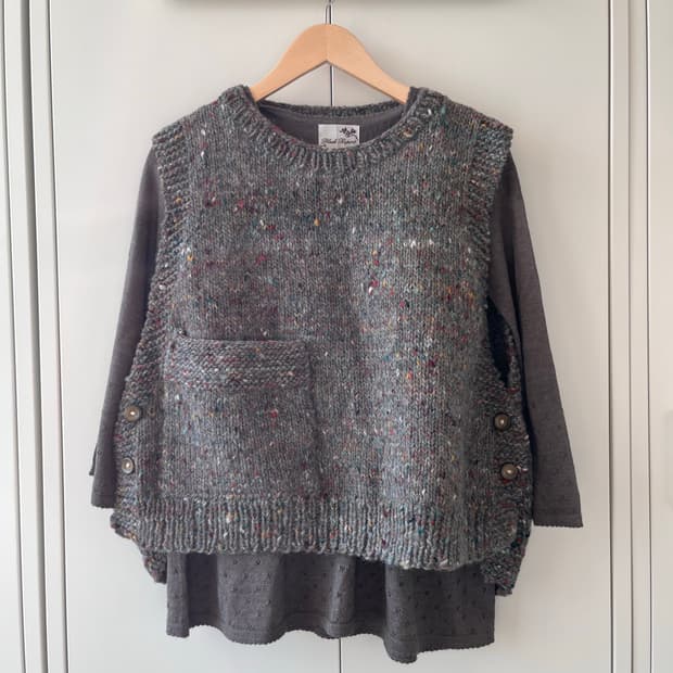 빈티지 핸드메이드 헤비 울니트 조끼 