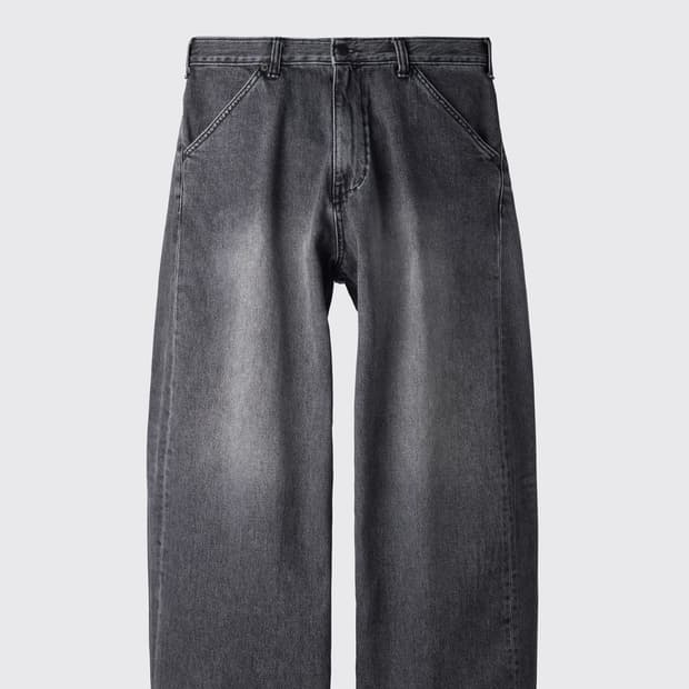 와이드 커브드 진 워시드 블랙