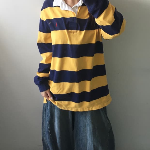 폴로 랄프로렌 스트라이프 카라 롱슬리브