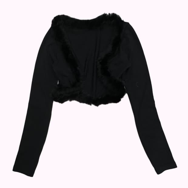 black fur treaming bolero